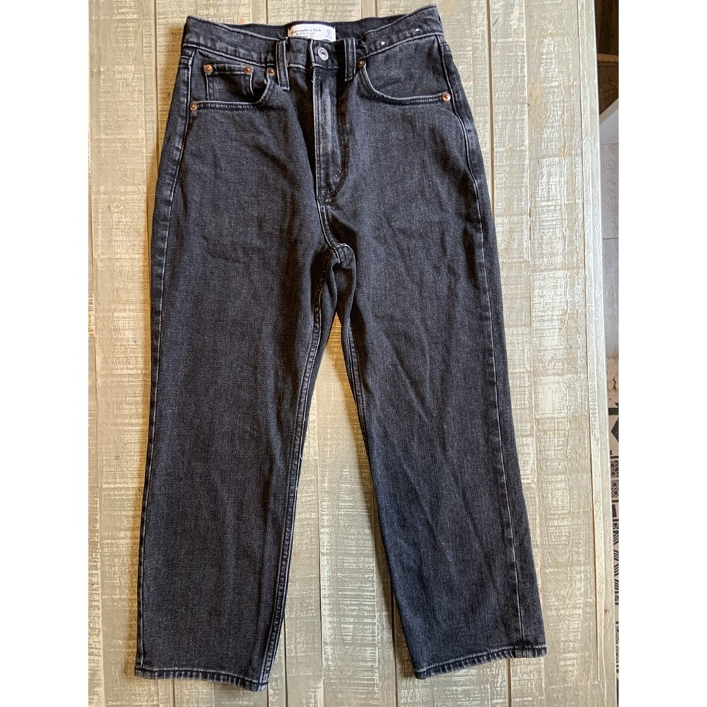 Abercrombie Fitch Ultra High‎ Rise Ankle Straight Women's Black Jeans Size 25